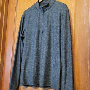 Kyodan Quarter Zip Athletic Pullover Size L Charcoal Grey — Thumbholes, Side Zip